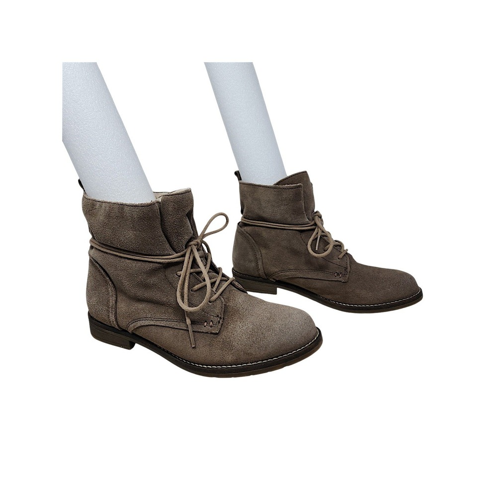 Steve Madden Foldover Boots 8 Women Corrigan Taupe Suede Leather Faux Shearling